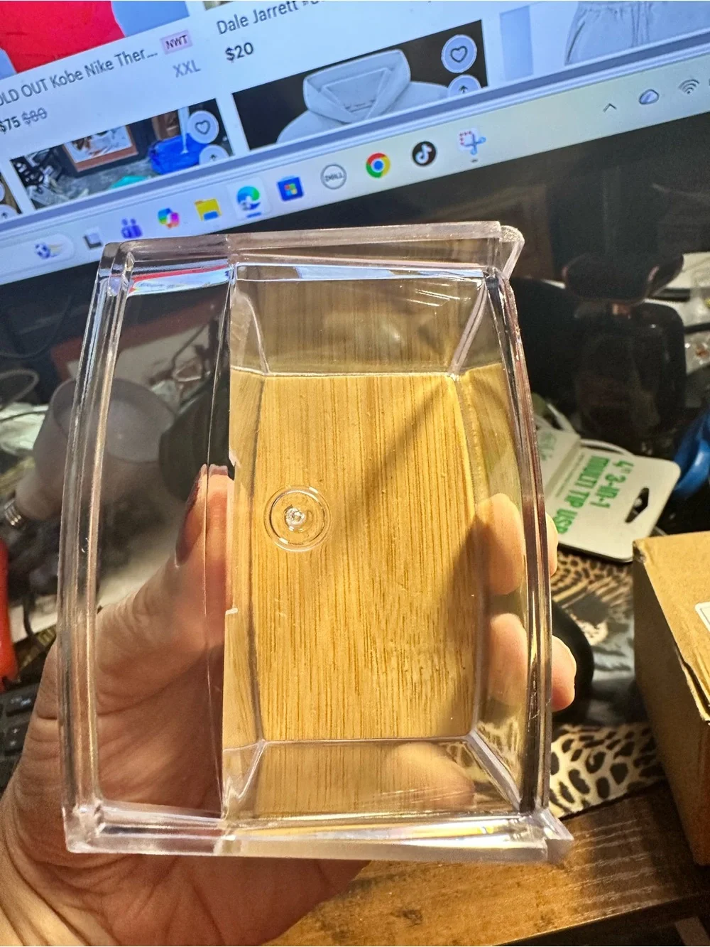 Acrylic Cotton Swab and Q-Tip Dispenser with Bamboo Lid